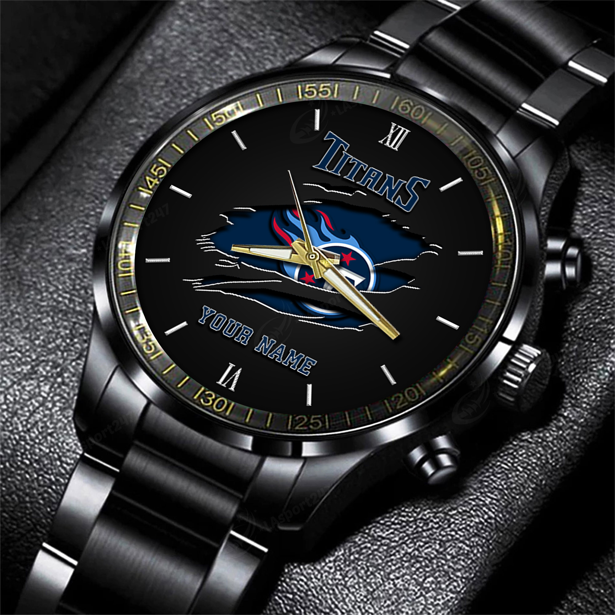 Goalzenith Tennessee Titans NFL Personalized Black Fashion Watch For Football Lovers For Fan