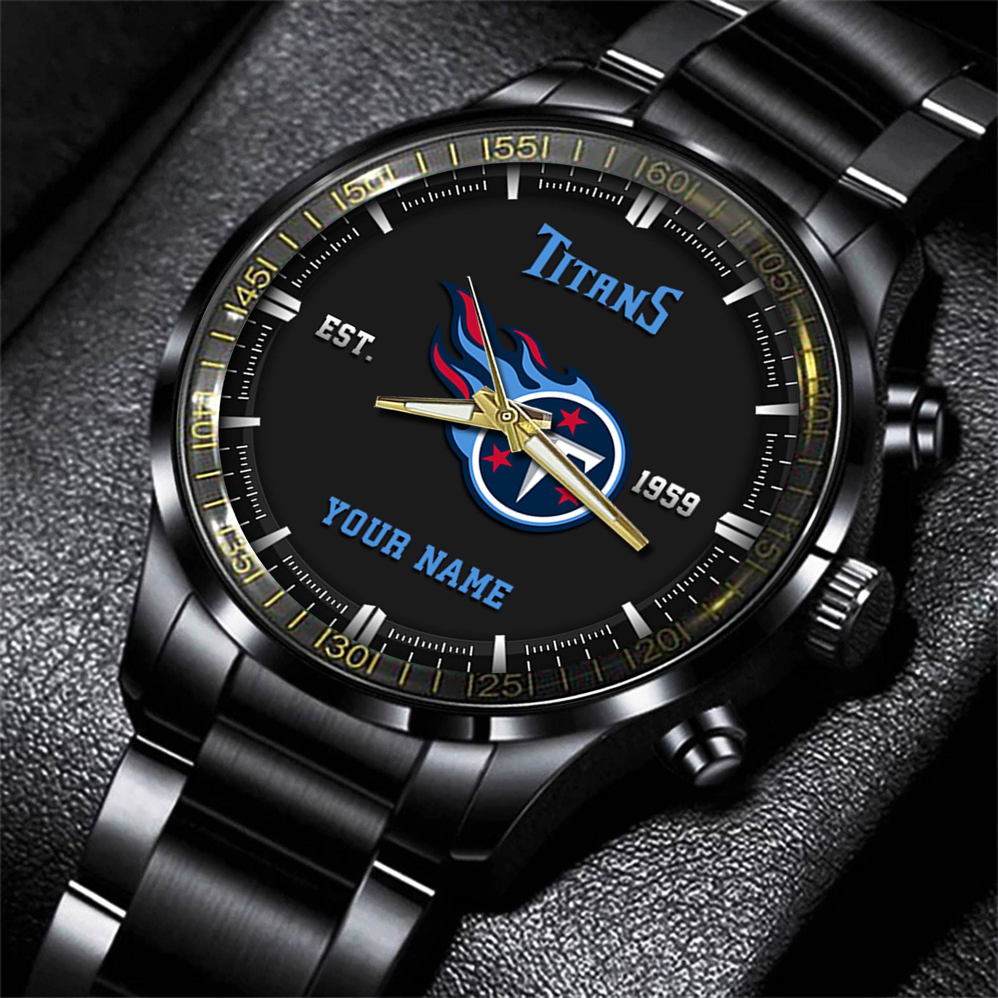 Goalzenith Tennessee Titans NFL Personalized Black Fashion Watch Gifts For Fans