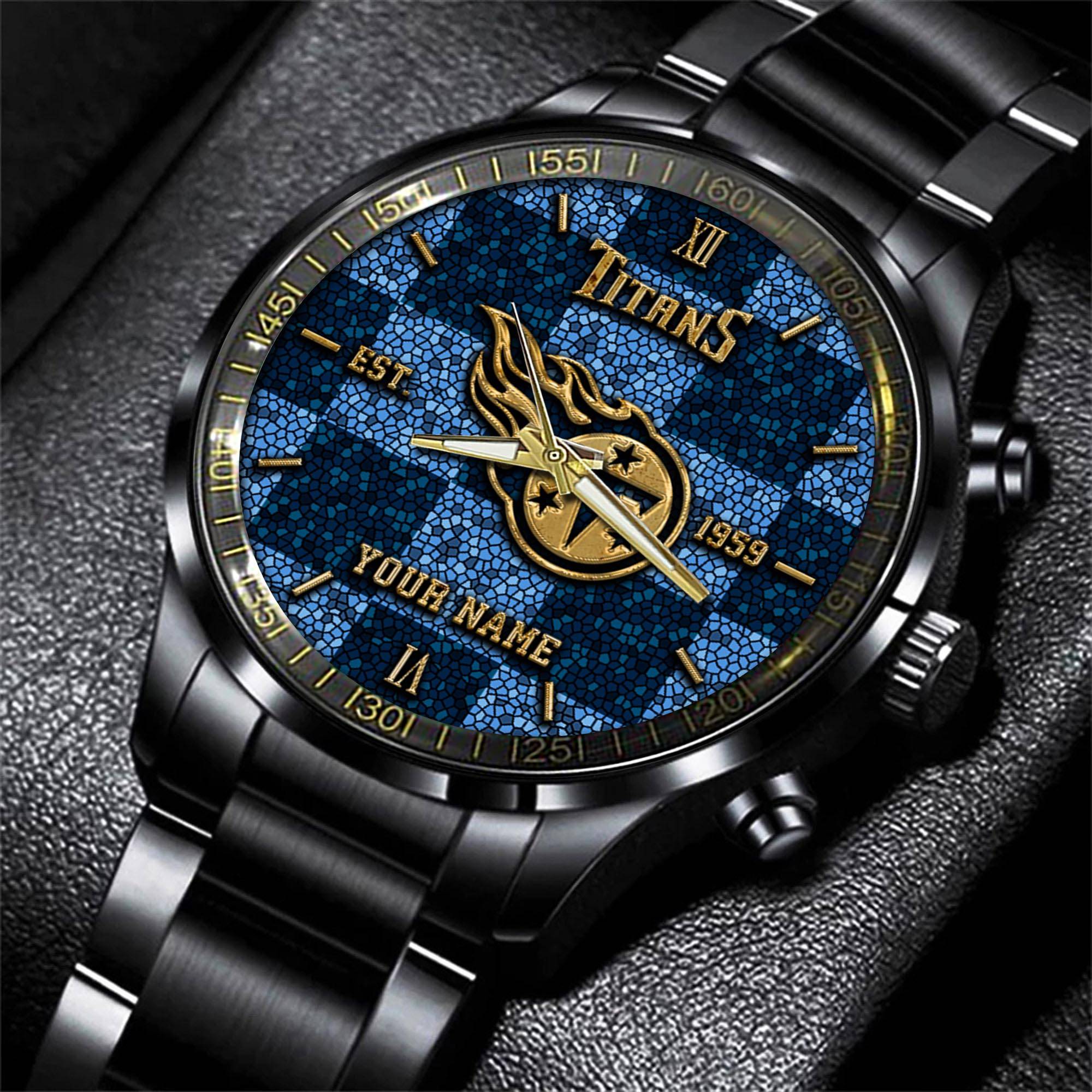 Goalzenith Tennessee Titans NFL Personalized Sport Black Watch Gifts For Fans