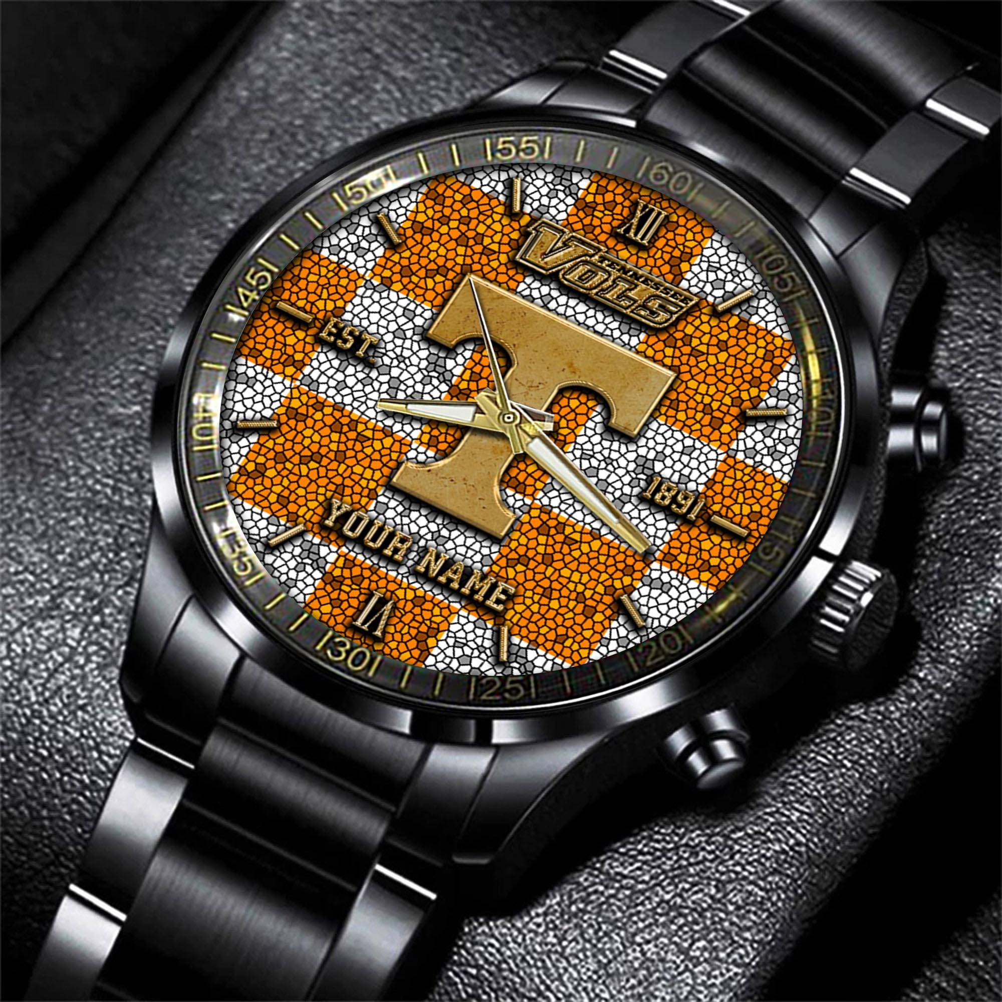 Goalzenith Tennessee Volunteers NCAA Personalized Black New Hand Watch Gifts For Fans