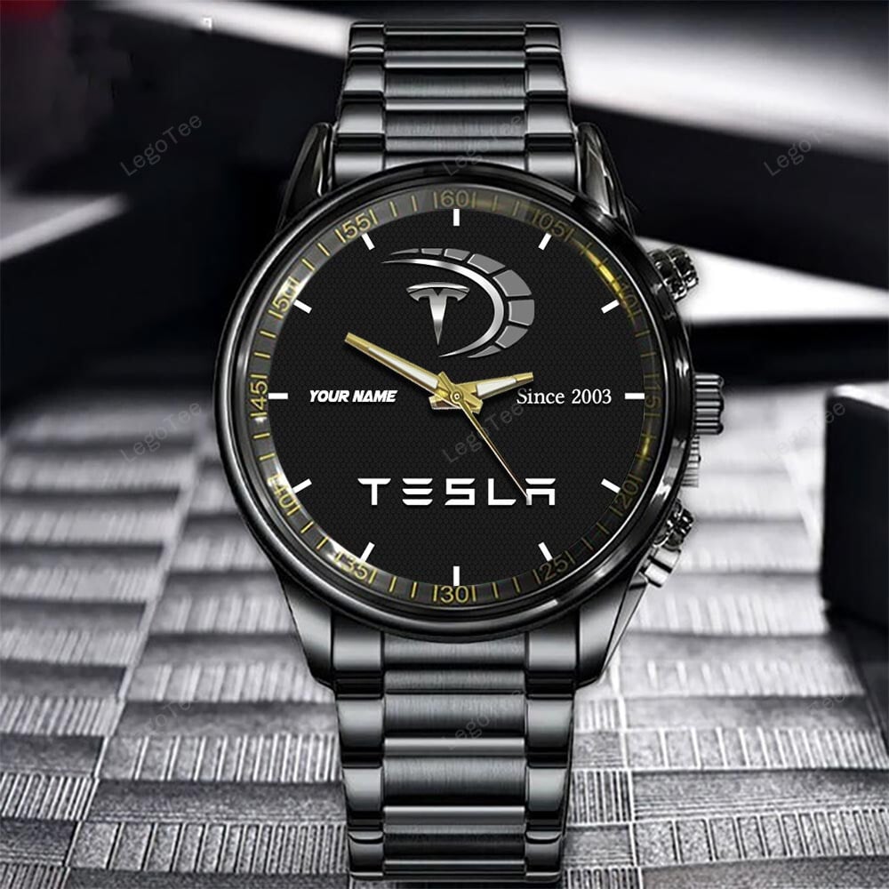 Goalzenith Tesla New Personalized Black Hand Watch Gifts For Fans