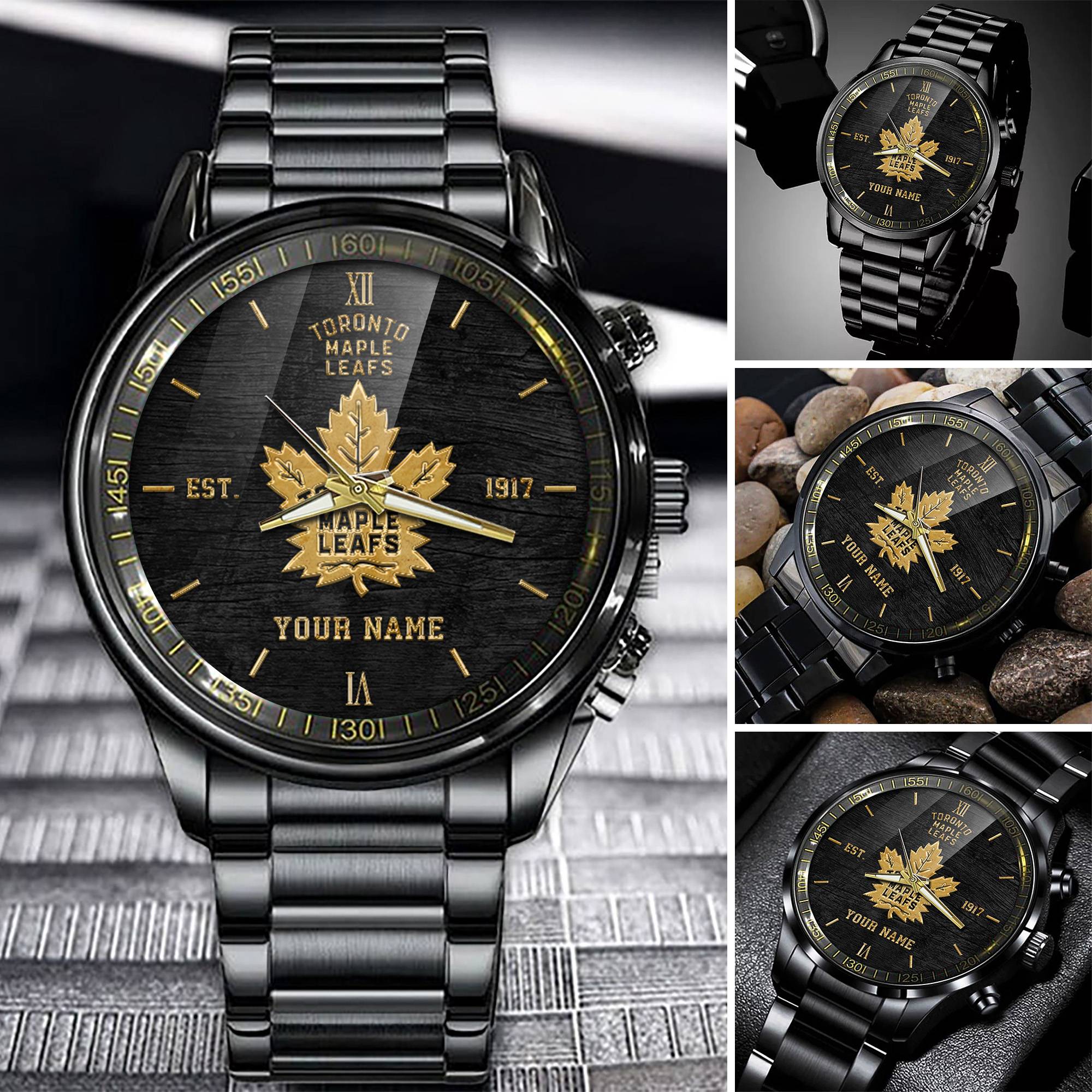 Goalzenith Toronto Maple Leafs NHL Personalized Black Fashion Watch For Fans