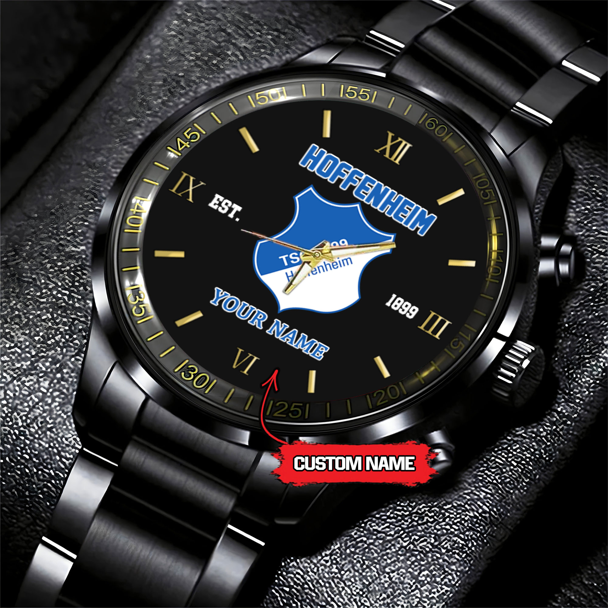Goalzenith TSG 1899 Hoffenheim Bundesliga New Personalized Black Stainless Steel Watch Gifts For Fans