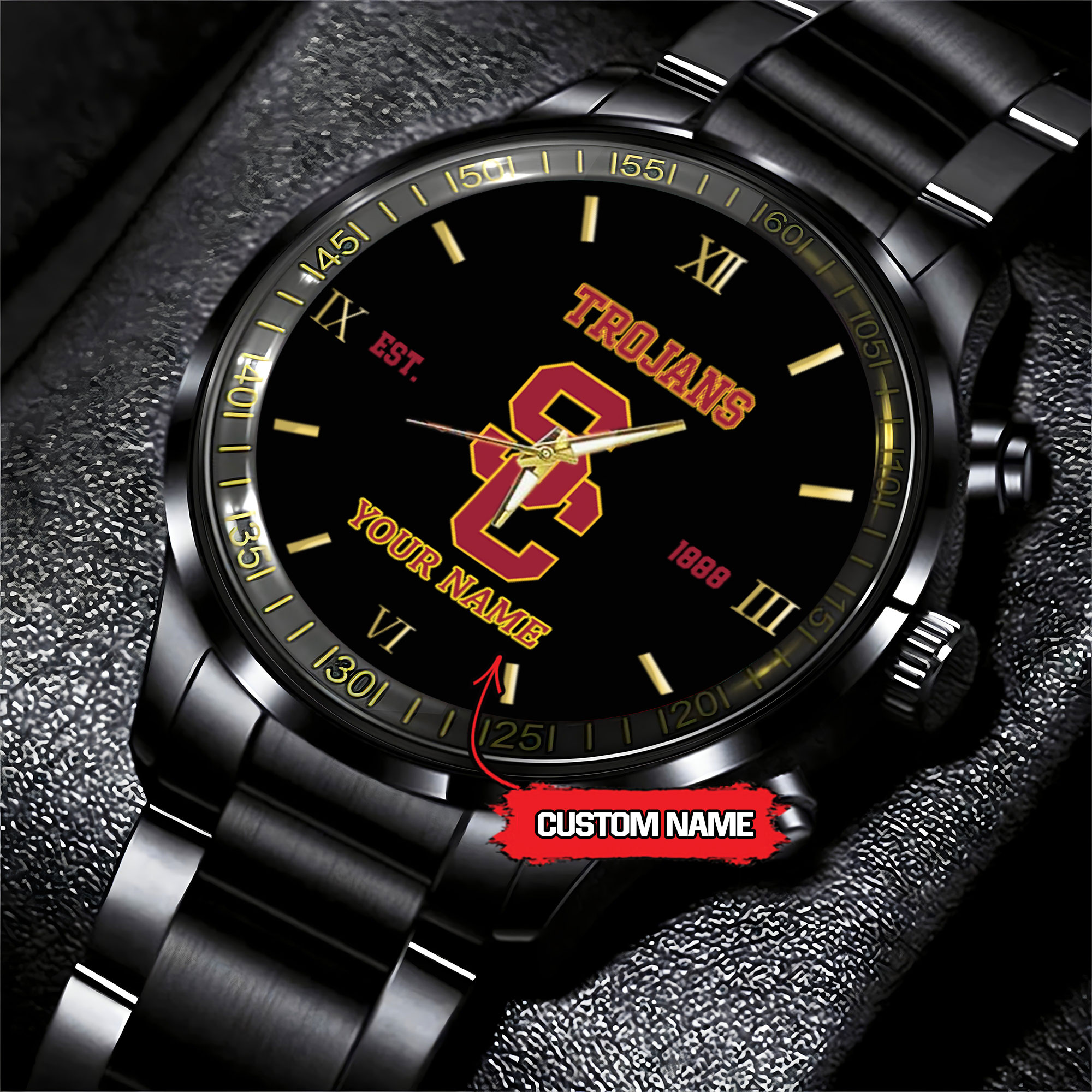 Goalzenith USC Trojans NCAA Personalized Black Hand Watch For Fans