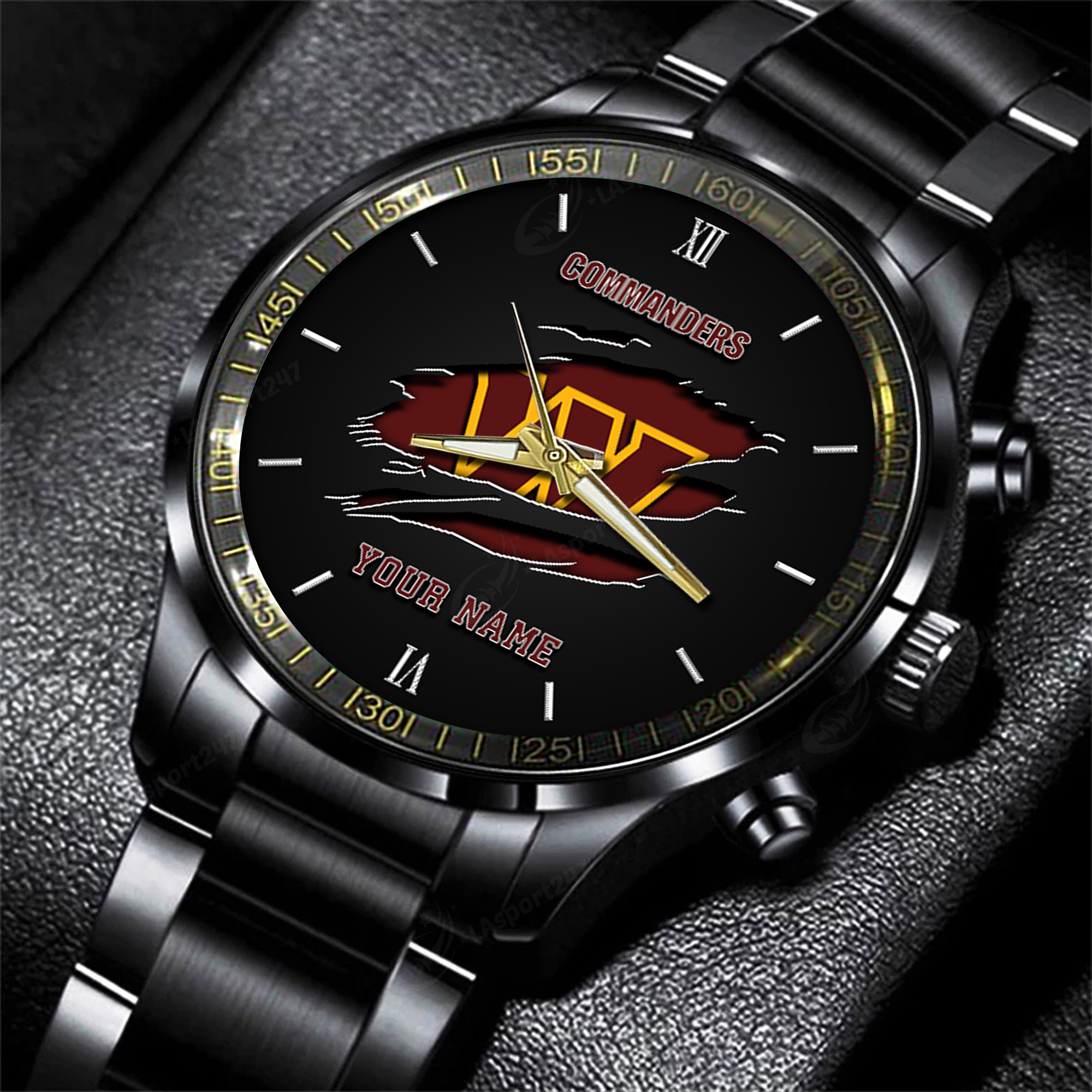 Goalzenith Washington Commanders NFL Personalized Black Fashion Watch For Football Lovers For Fan