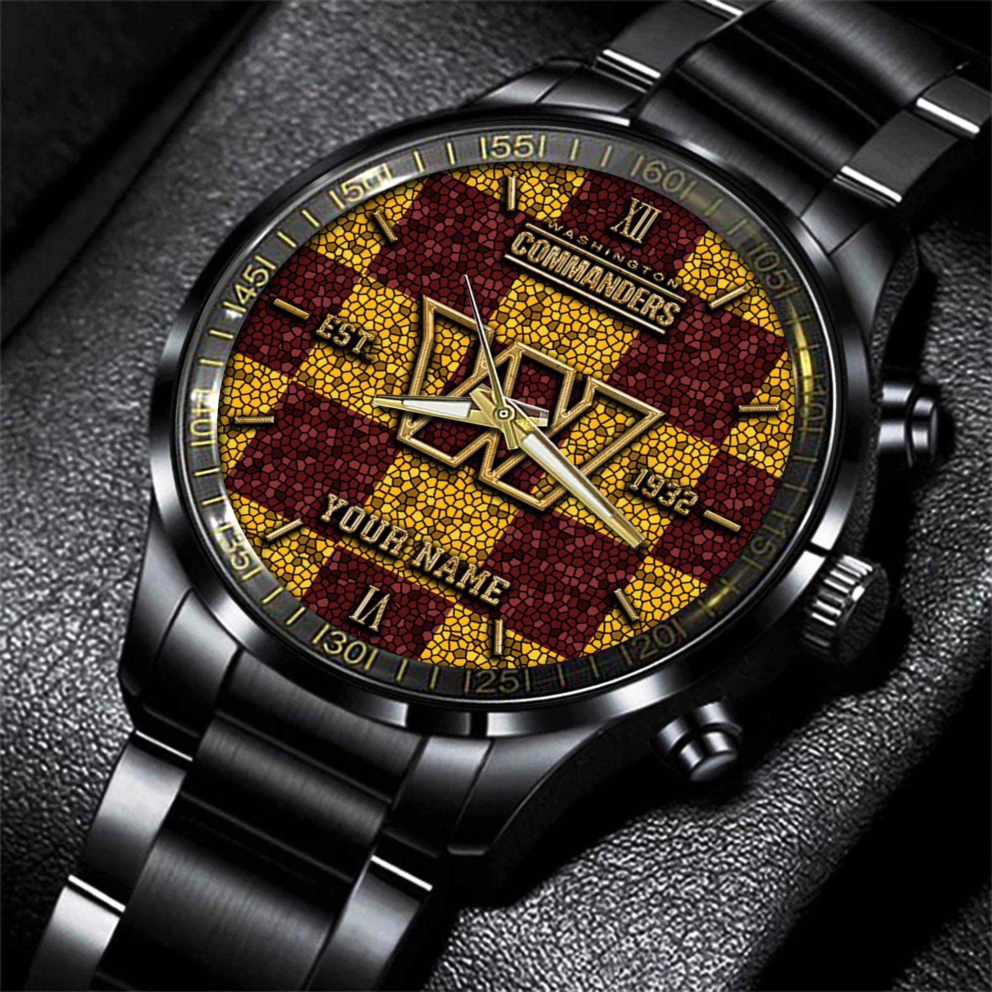 Goalzenith Washington Commanders NFL Personalized Sport Black Watch Gifts For Fans