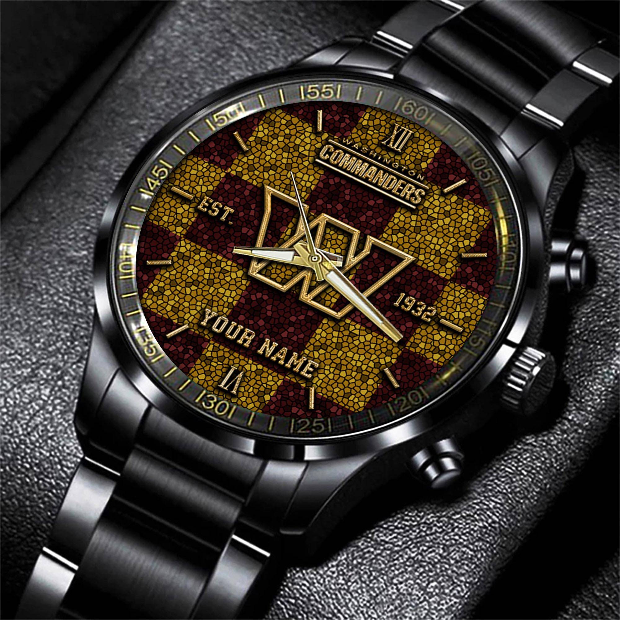 Goalzenith Washington Commanders NFL Personalized Sport Black Watch Gifts For Fans