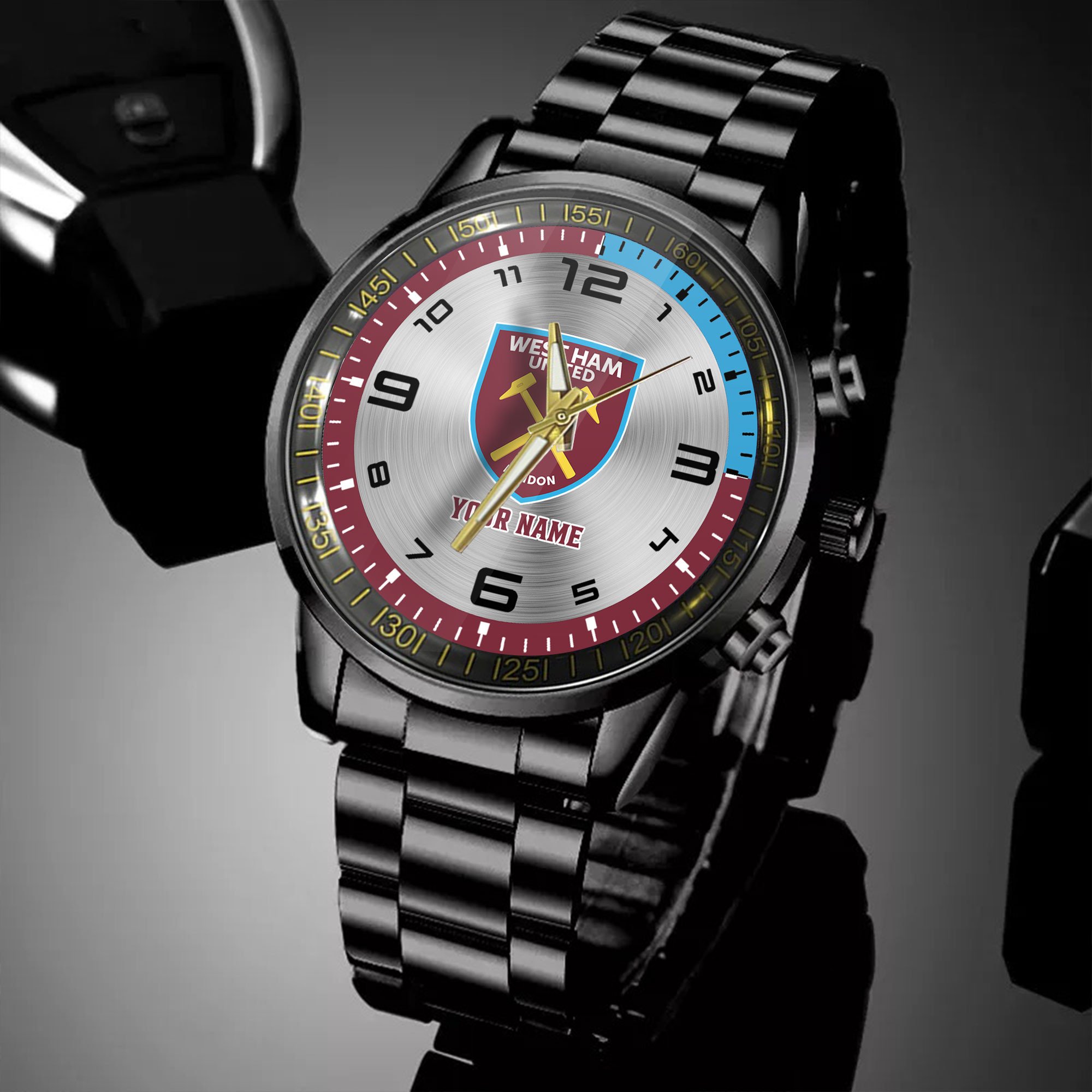Goalzenith West Ham United EPL Personalized Black Hand Watch Gifts For Fans