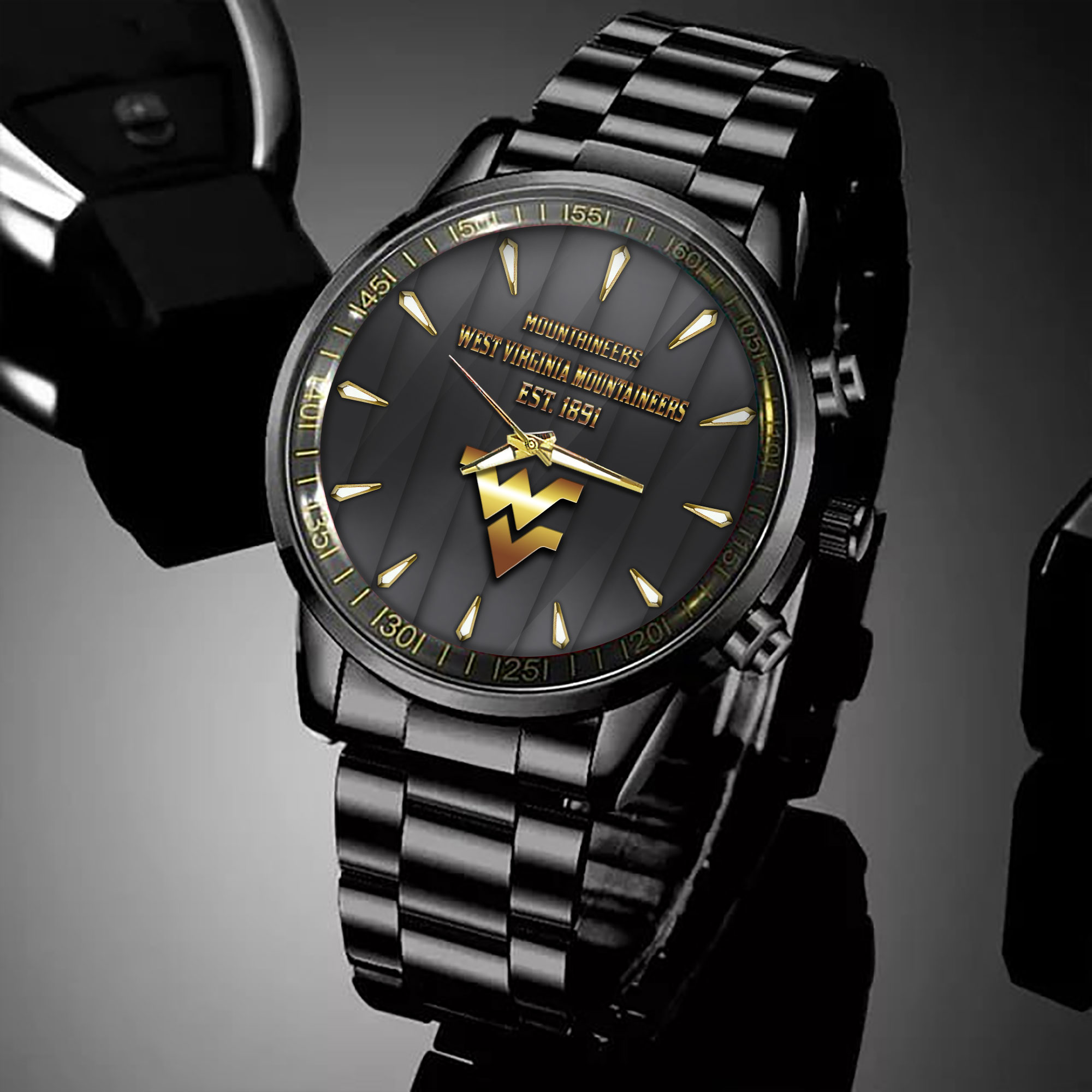 Goalzenith West Virginia Mountaineers NCAA Personalized Black Hand Watch For Fans