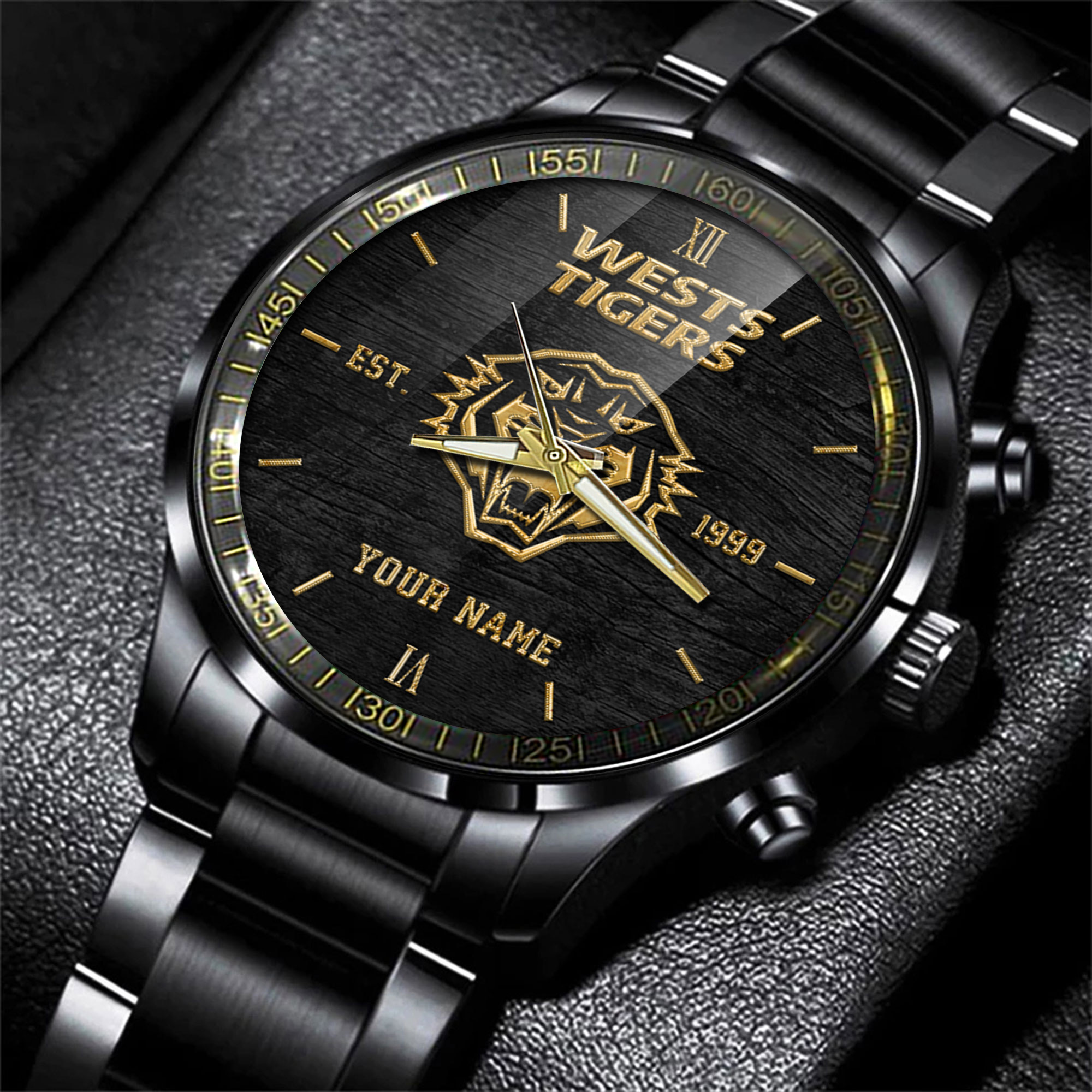 Goalzenith Wests Tigers NRL Black Fashion Watch Custom Your Name
