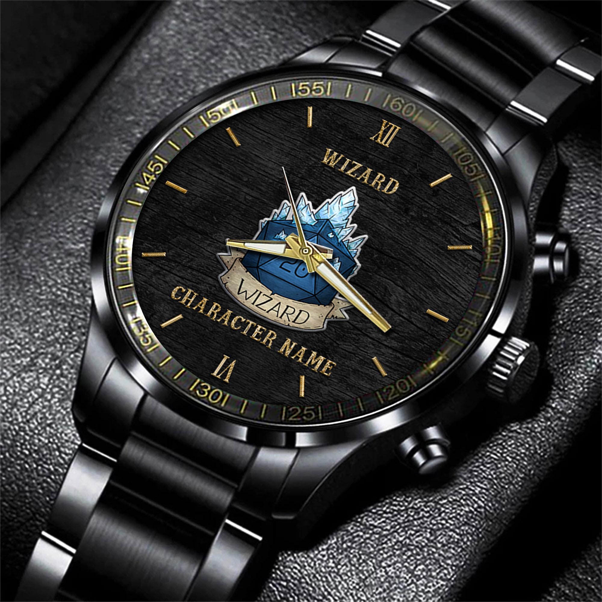 Goalzenith Wizard Dungeons & Dragons Game Black Fashion Watch Custom Character Name