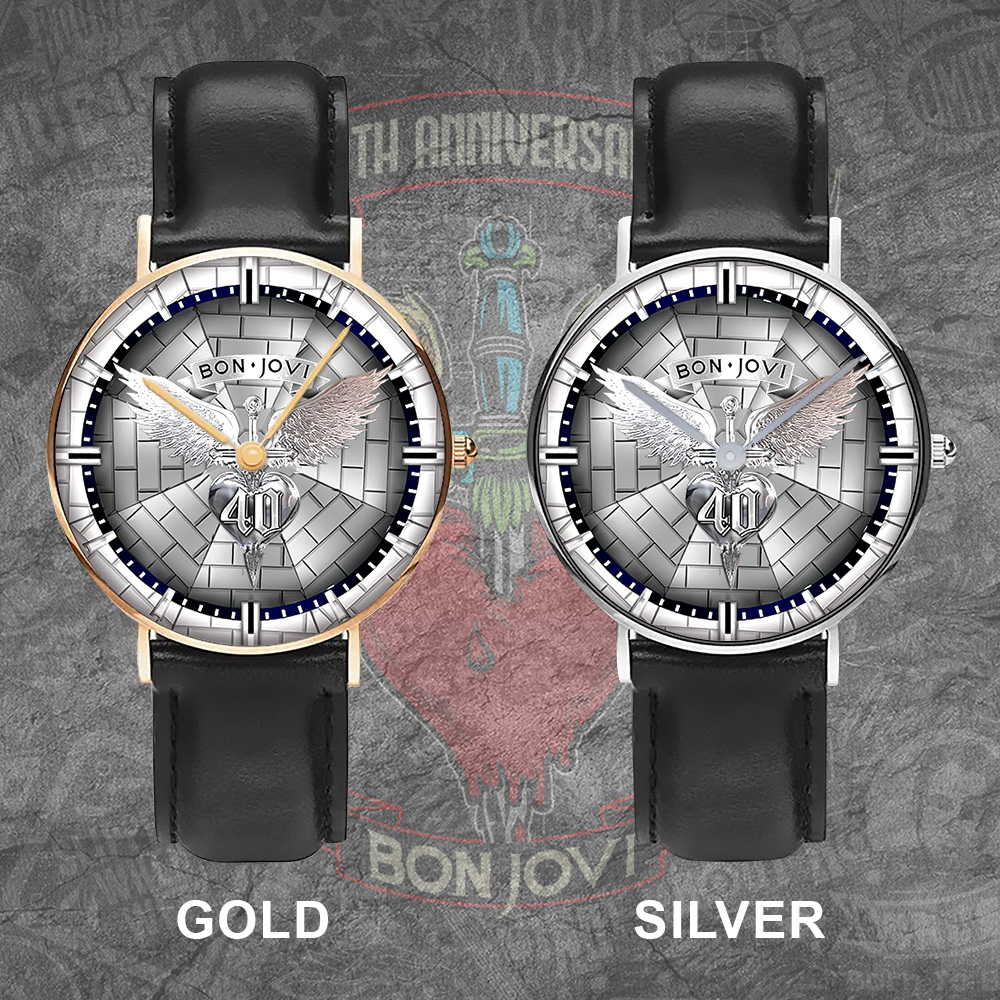 Goalzenith Bon Jovi Music Black Stitched Leather Watch Gift For Fan