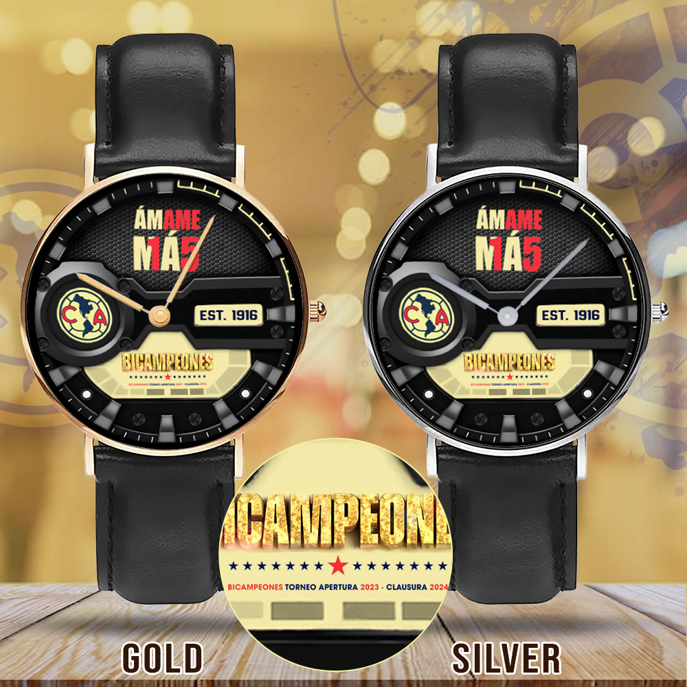 Goalzenith Club América Liga MX Black Stitched Leather Watch Gift For Fan
