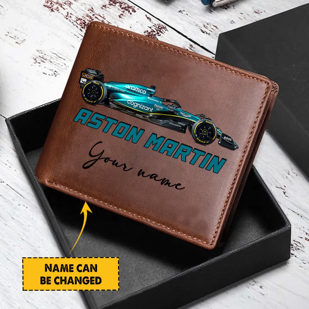 Goalzenith Aston Martin F1 Formula 1 Men Leather Wallet Gift For Fan Gift For Fan