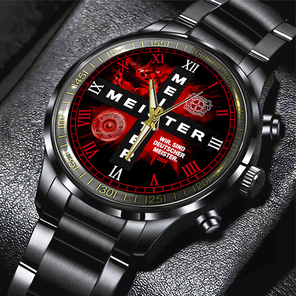 Goalzenith Bayer Leverkusen Bundesliga Black Stainless Steel Watch Gift For Fan
