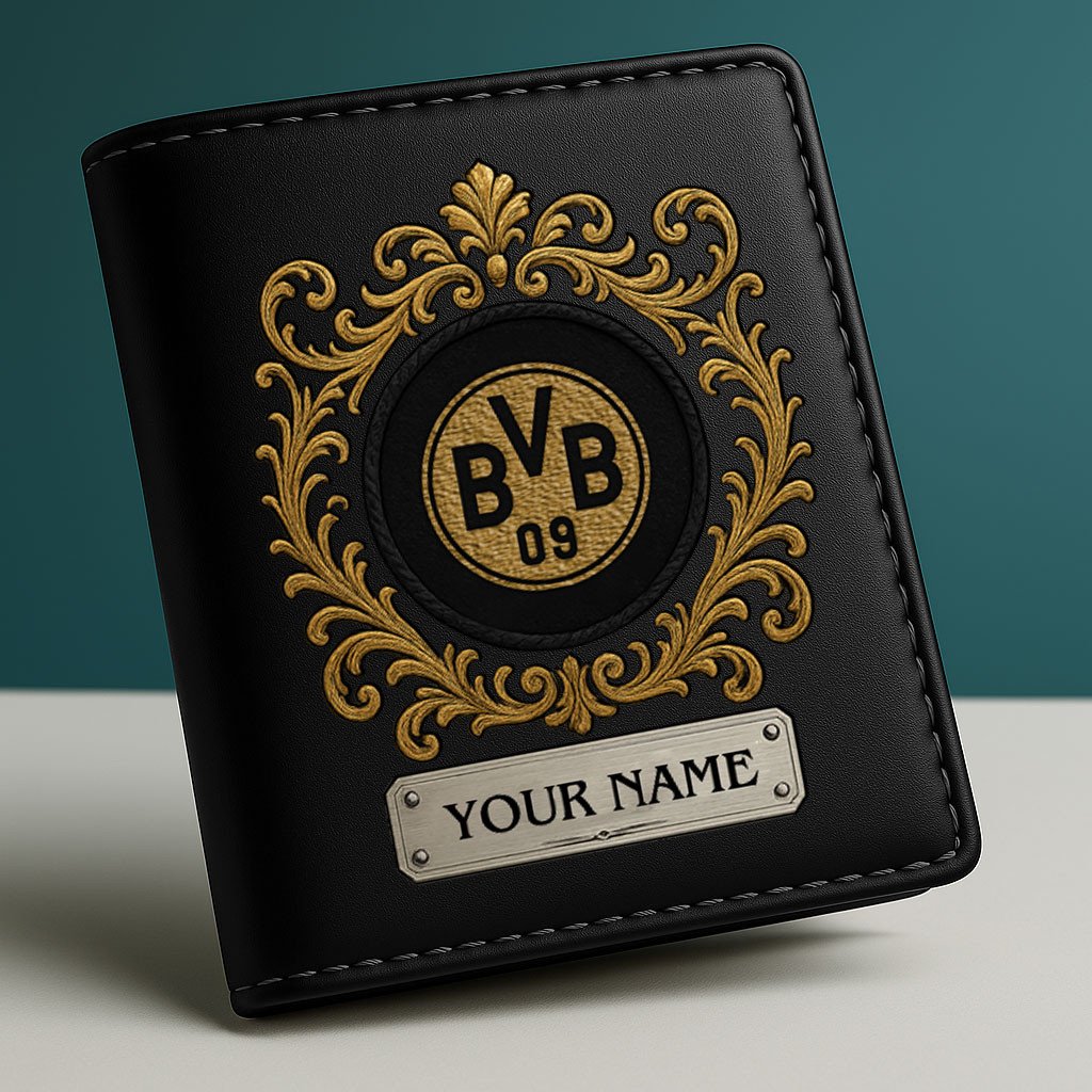 Goalzenith Borussia Dortmund Bundesliga Leather Vertical Wallet Gift For Fan
