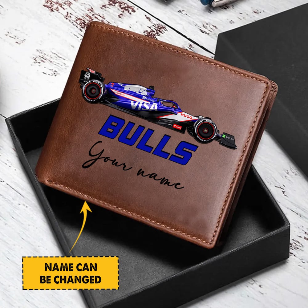 Goalzenith Bulls F1 Formula 1 Men Leather Wallet Gift For Fan Gift For Fan