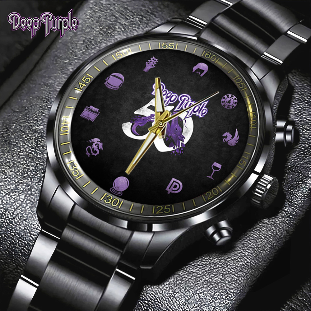 Goalzenith Deep Purple Music Black Stainless Steel Watch Gift For Fan