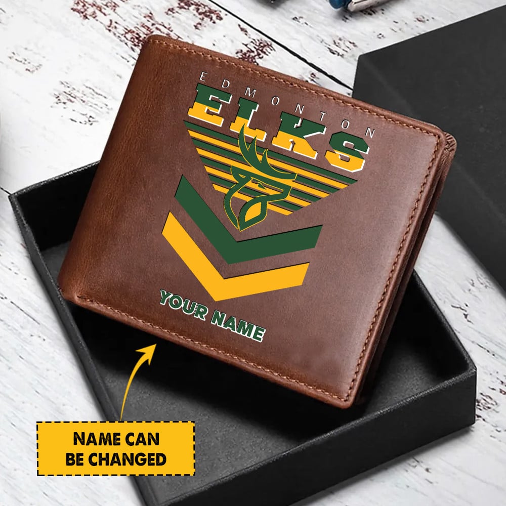 Goalzenith Edmonton Elks CFL New Special Folded Wallet Custom Name Gifts For Fan