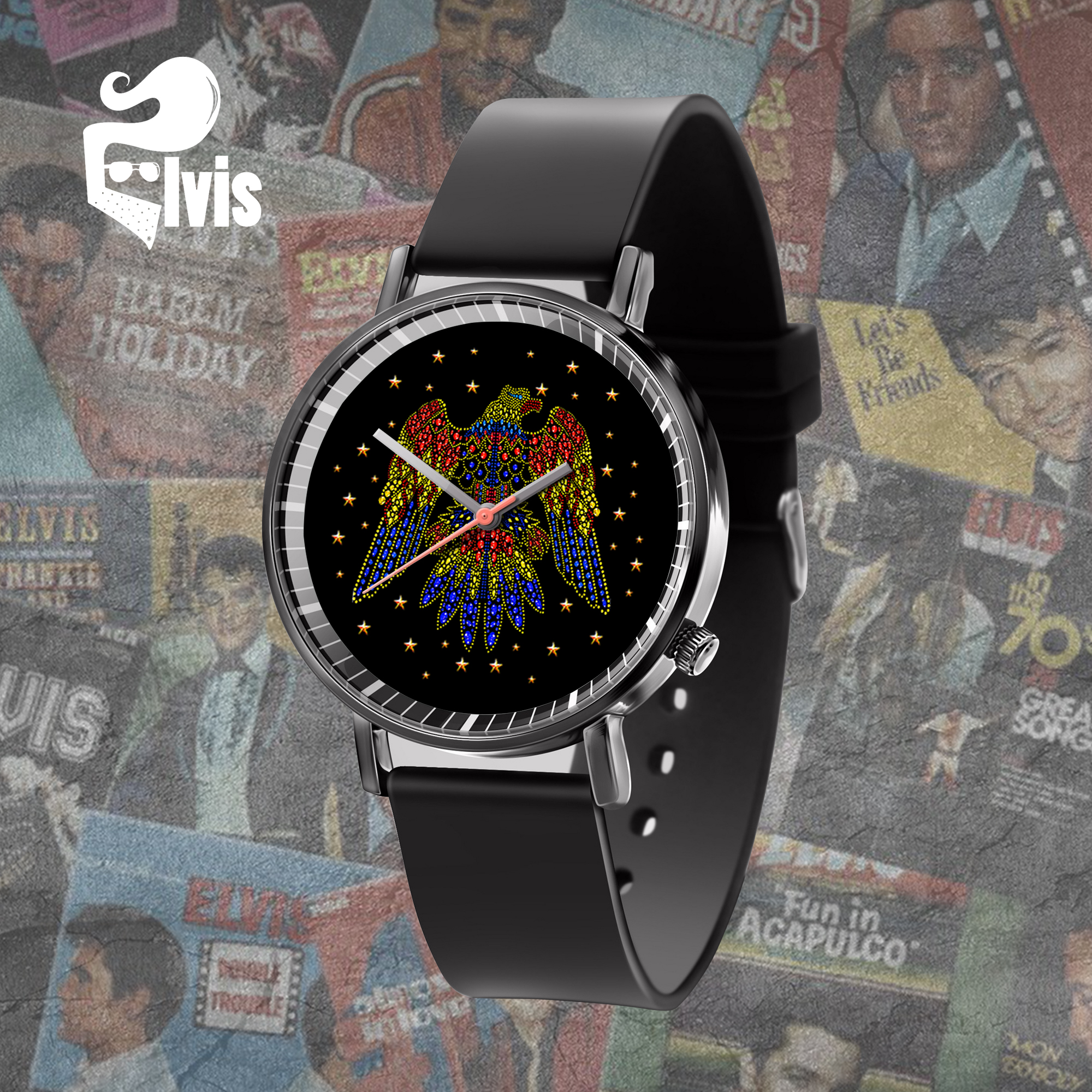 Goalzenith Elvis Presley Music Black Leather Watch Gift For Fan