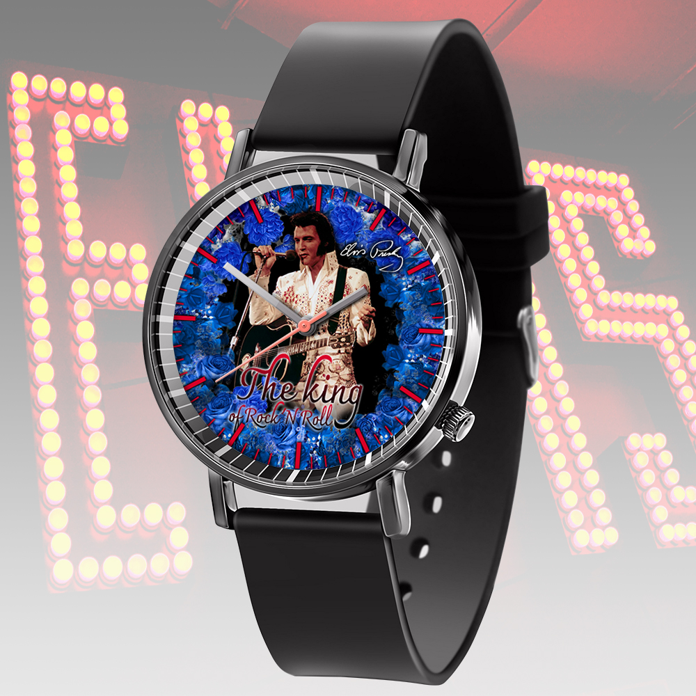 Goalzenith Elvis Presley Music Black Leather Watch Gift For Fan