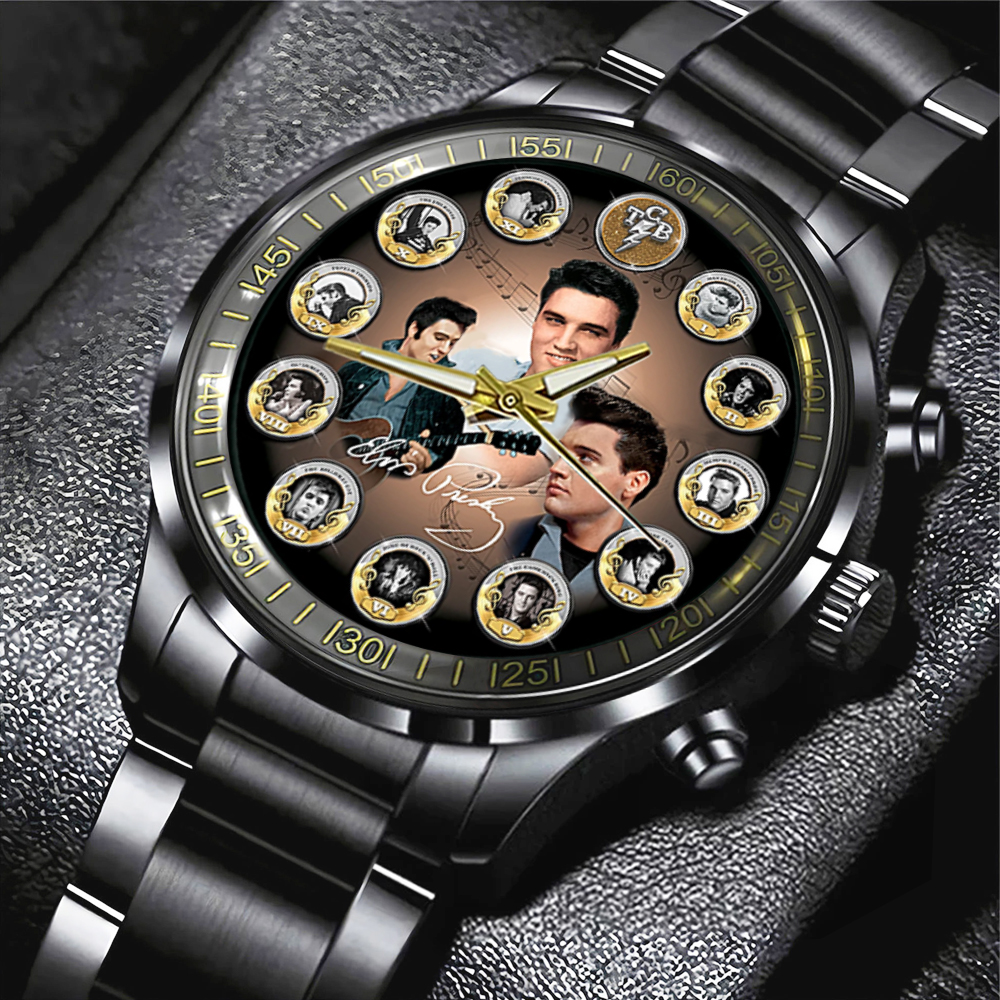Goalzenith Elvis Presley Music Black Stainless Steel Watch Gift For Fan
