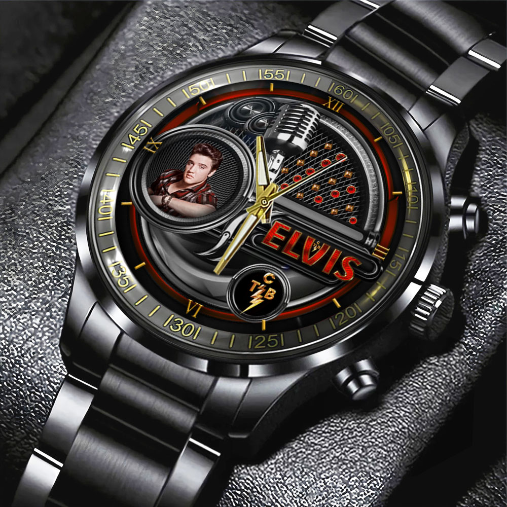 Goalzenith Elvis Presley Music Black Stainless Steel Watch VAGift For Fan