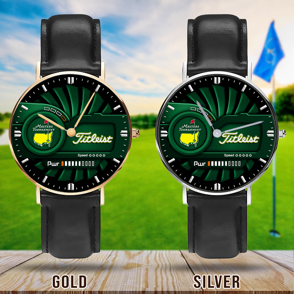 Goalzenith Golf Masters Tournament Golf TITL Black Stitched Leather Watch Gift For Fan