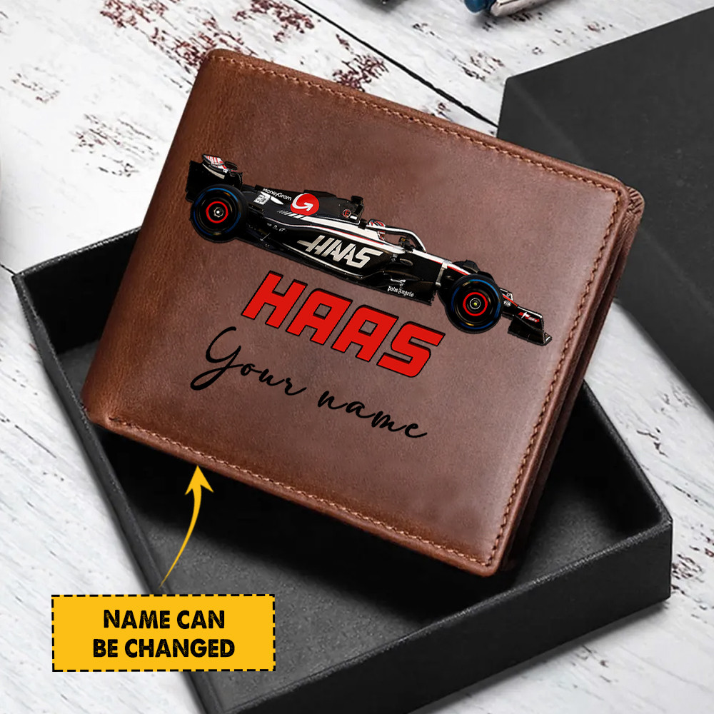 Goalzenith Haas F1 Formula 1 Men Leather Wallet Gift For Fan Gift For Fan