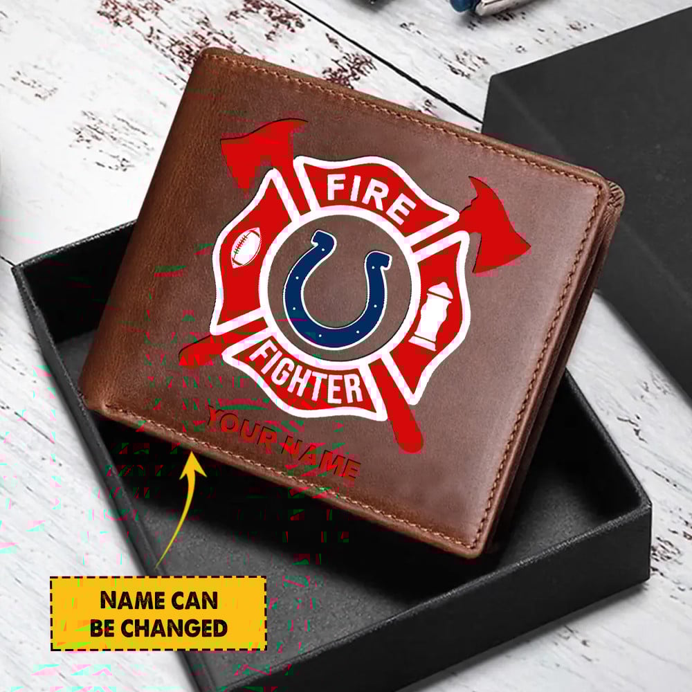 Goalzenith Indianapolis Colts NFL Team And Fire Fighter Man Folded Wallet Perfect Gift For Fan