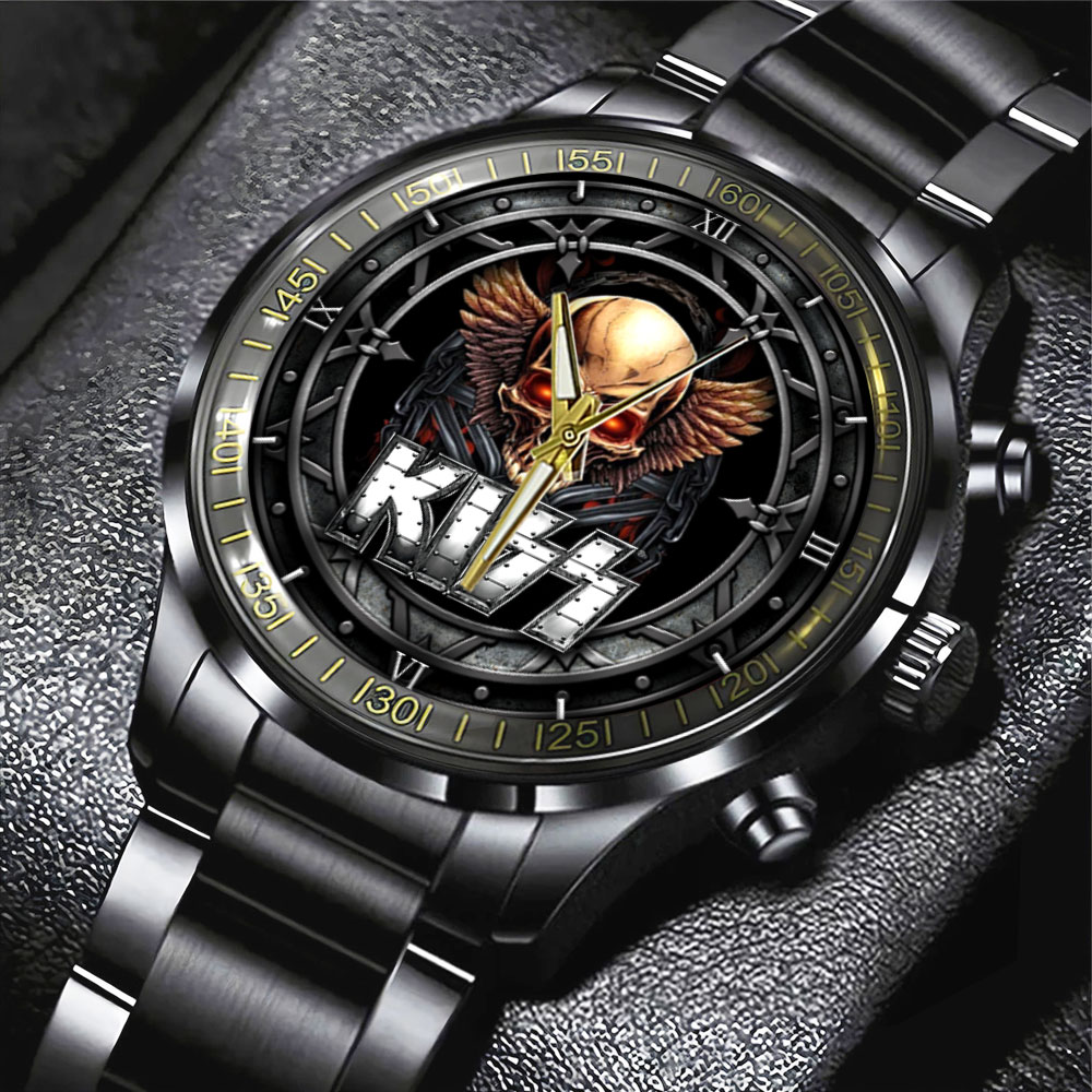 Goalzenith Kiss Band Music Black Stainless Steel Watch Gift For Fan