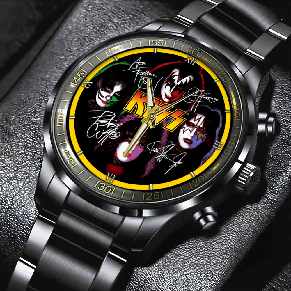 Goalzenith Kiss Band Music Black Stainless Steel Watch Gift For Fan