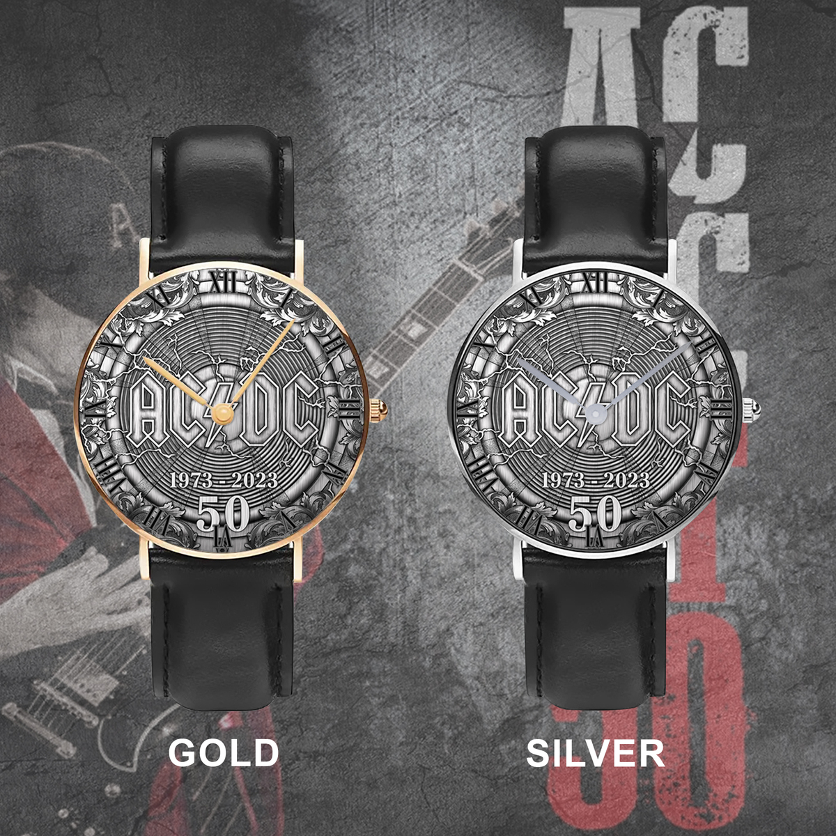 Goalzenith Kiss Band Music Black Stitched Leather Watch Gift For Fan