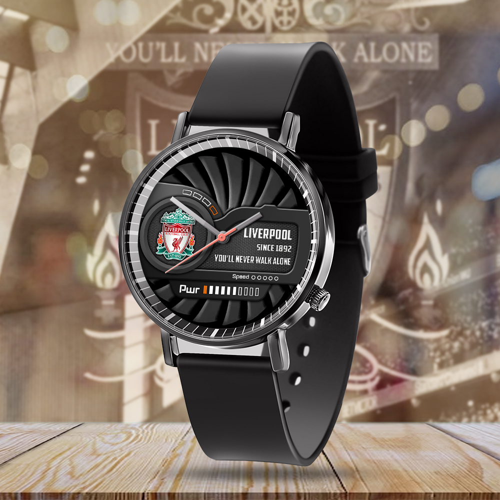 Goalzenith Liverpool FC EPL Black Leather Watch Gift For Fan