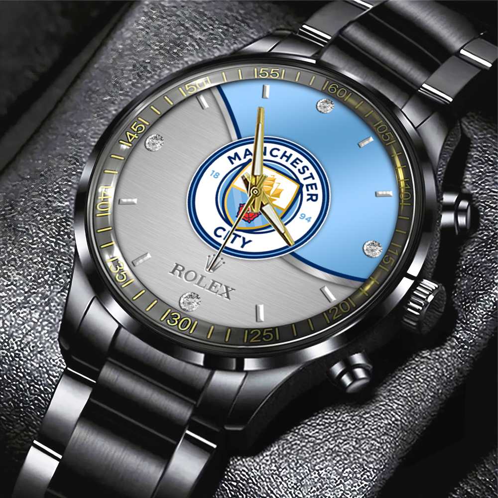 Goalzenith Manchester City EPL x Rolex Black Stainless Steel Watch Gift For Fan