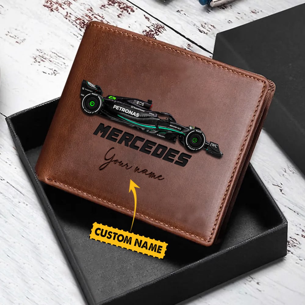 Goalzenith Mercedes F1 Personalized Leather Wallet For Fans t Gift For Fan