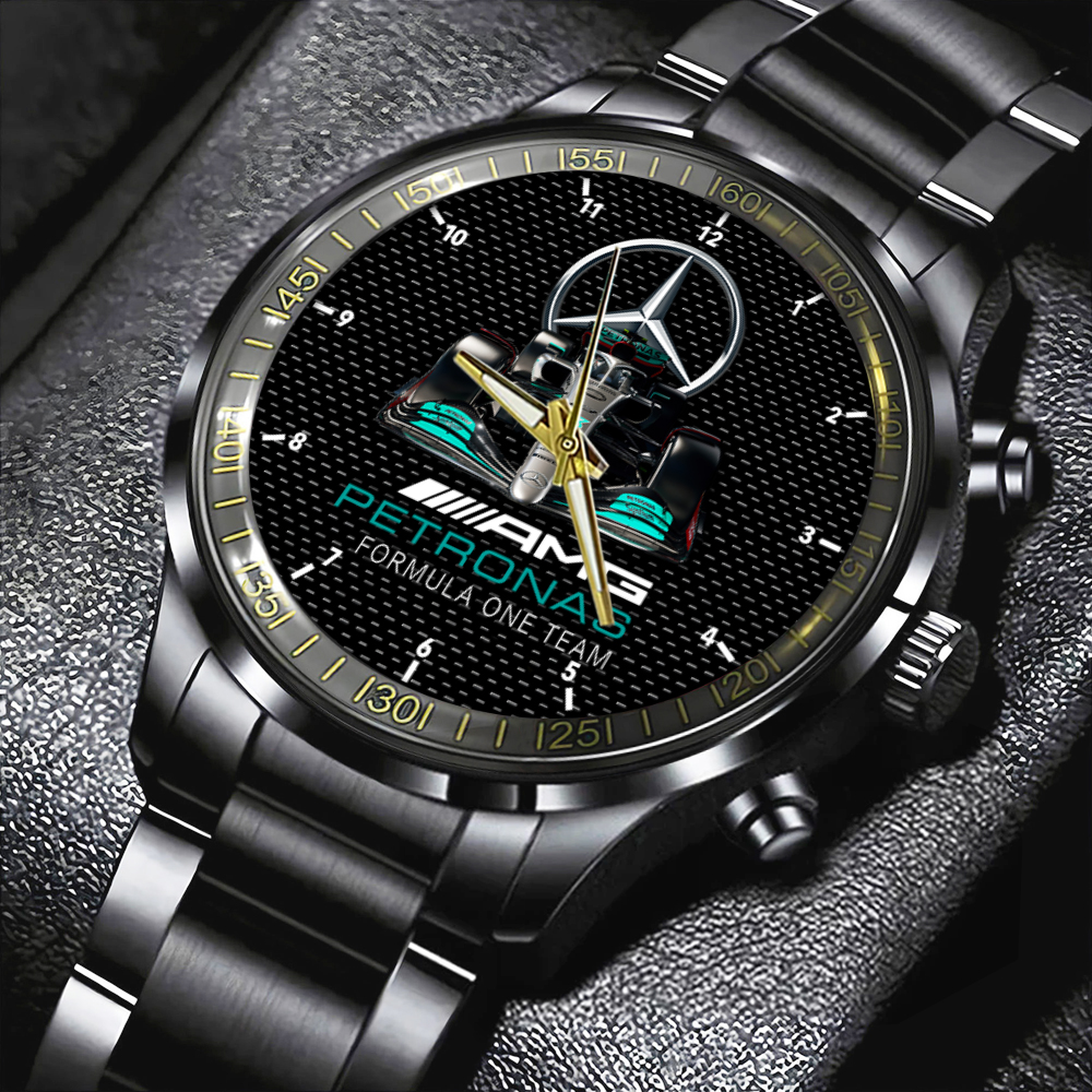 Goalzenith MercedesAMG Petronas F1 Black Stainless Steel Watch Gift For Fan