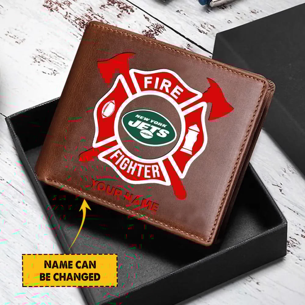 Goalzenith New York Jets NFL Team And Fire Fighter Man Folded Wallet Perfect Gift For Fan