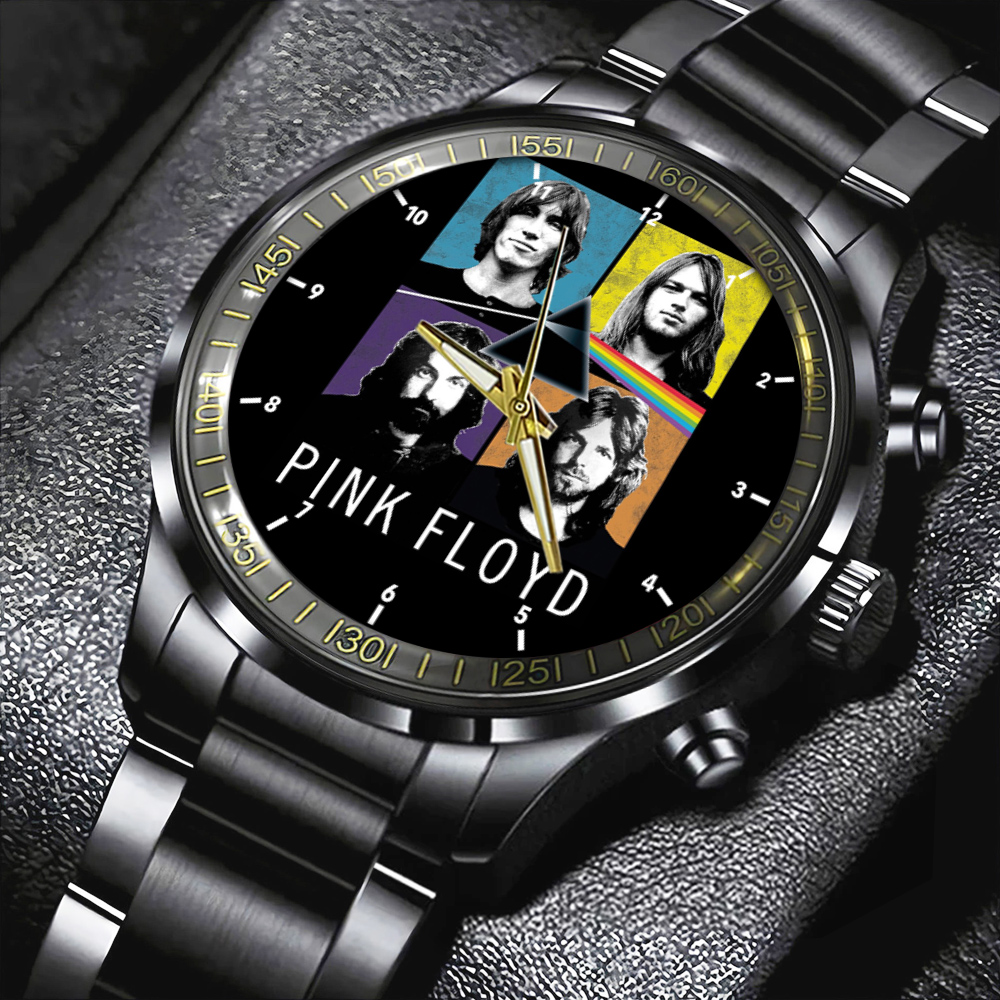 Goalzenith Pink Floyd Music Black Stainless Steel Watch Gift For Fan