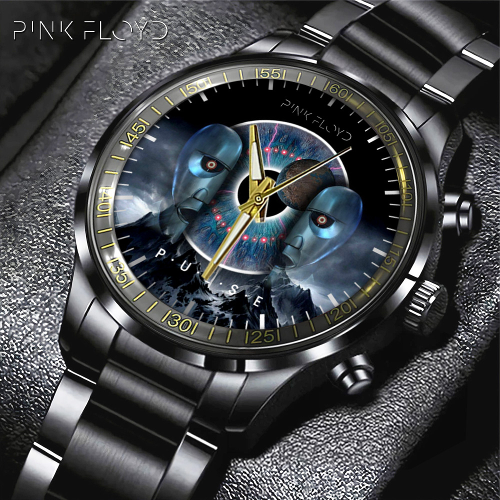 Goalzenith Pink Floyd Music Black Stainless Steel Watch Gift For Fan