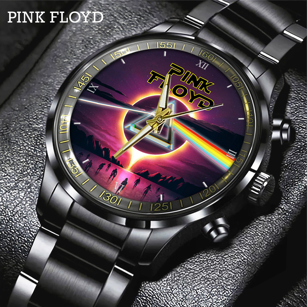 Goalzenith Pink Floyd Music Black Stainless Steel Watch Gift For Fan