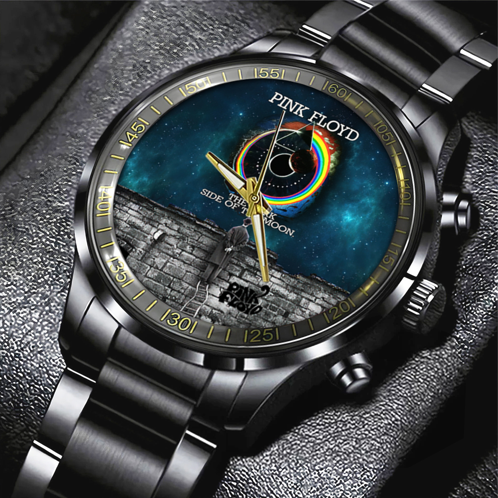 Goalzenith Pink Floyd Music Black Stainless Steel Watch Gift For Fan