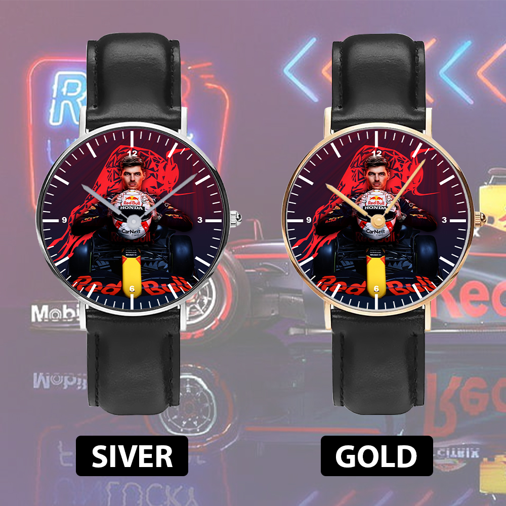 Goalzenith Red Bull Racing F1 Black Stitched Leather Watch Gift For Fan