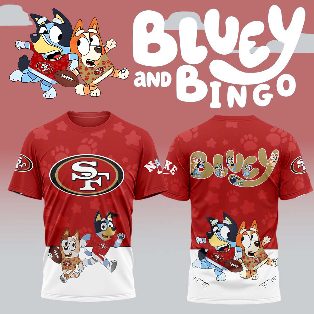 Goalzenith Bluey x San Francisco 49ers T Shirt Gift For Fans