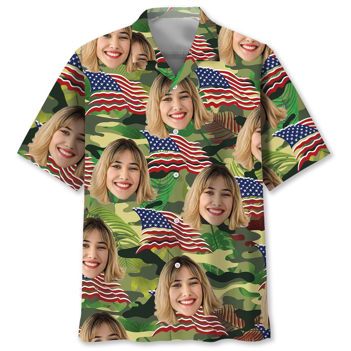 Goalzenith American Army Wife Custom Face Hawaiian Shirt For Fan
