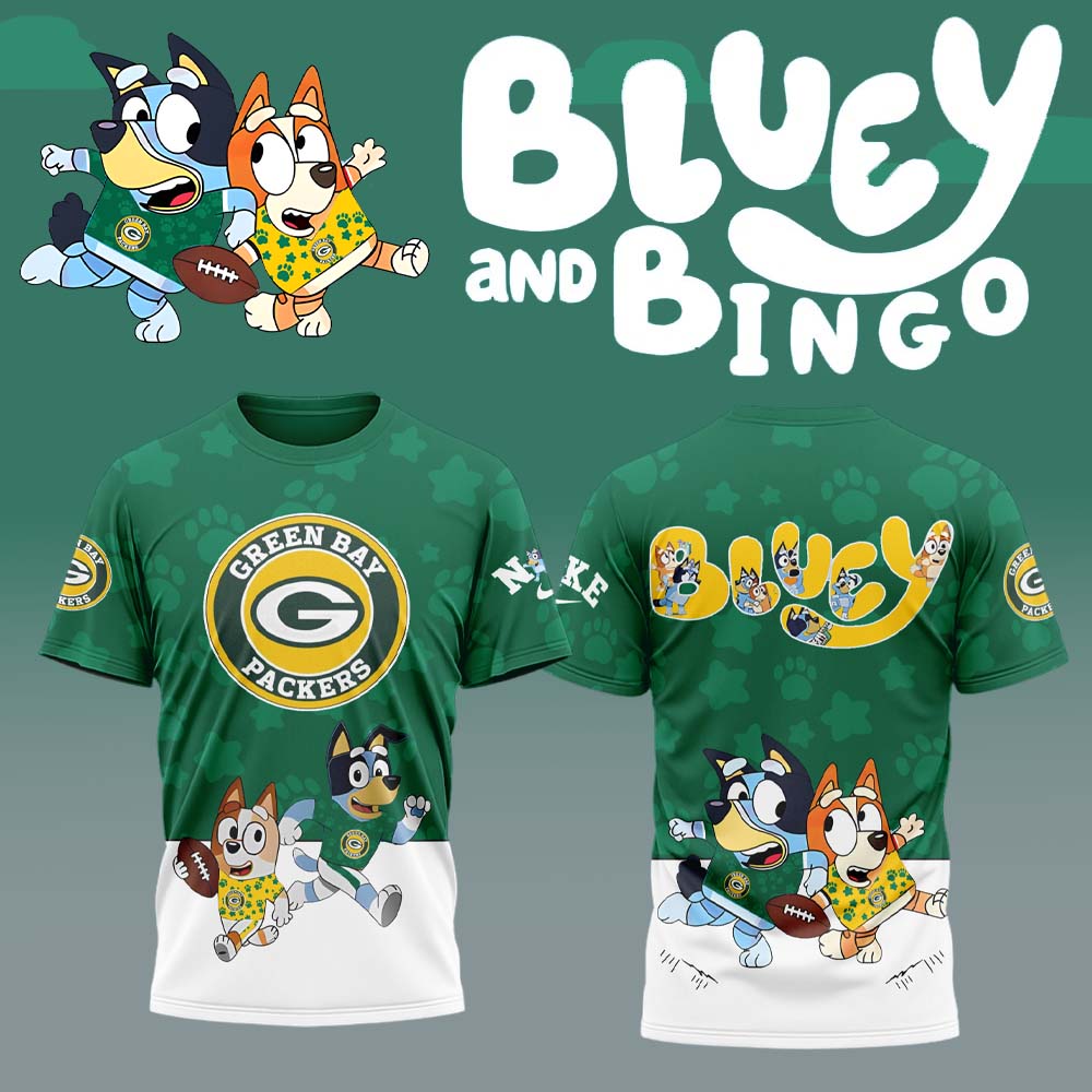 Goalzenith Bluey x Green Bay Packers T Shirt Gift For Fans