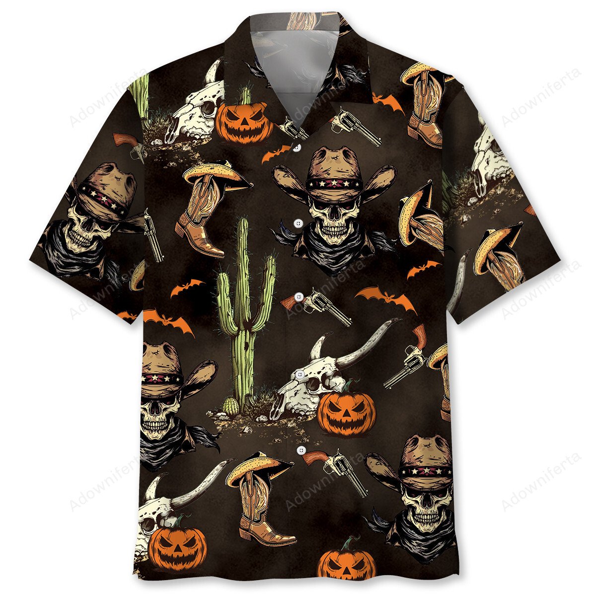 Goalzenith Cowboy Skull Halloween Hawaiian Shirt For Fan