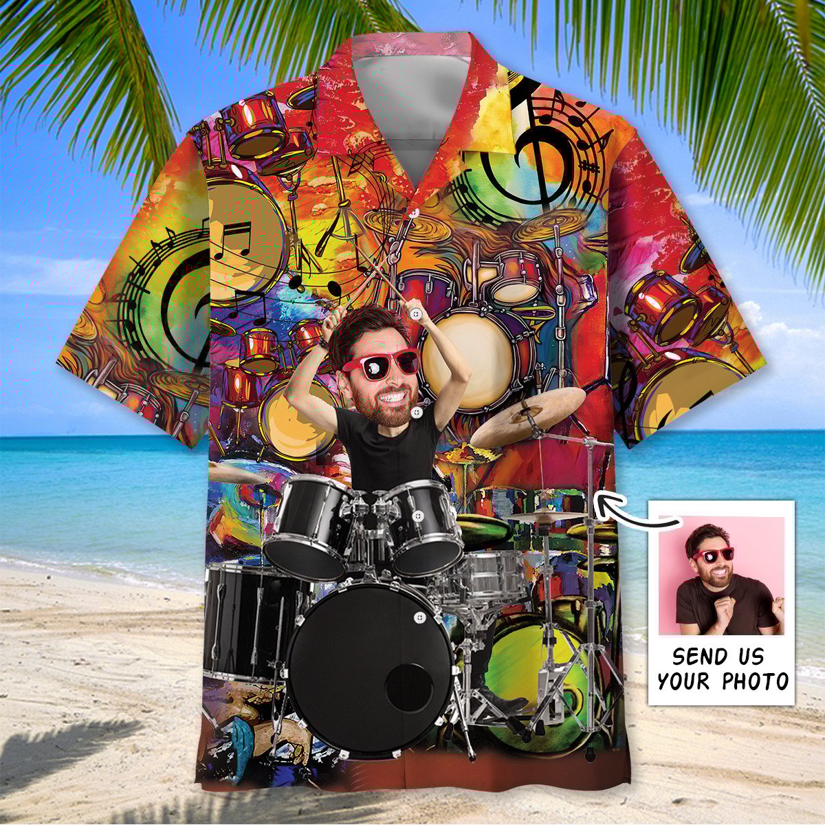 Goalzenith Custom Face Vintage Drum Hawaiian Shirt For Fan