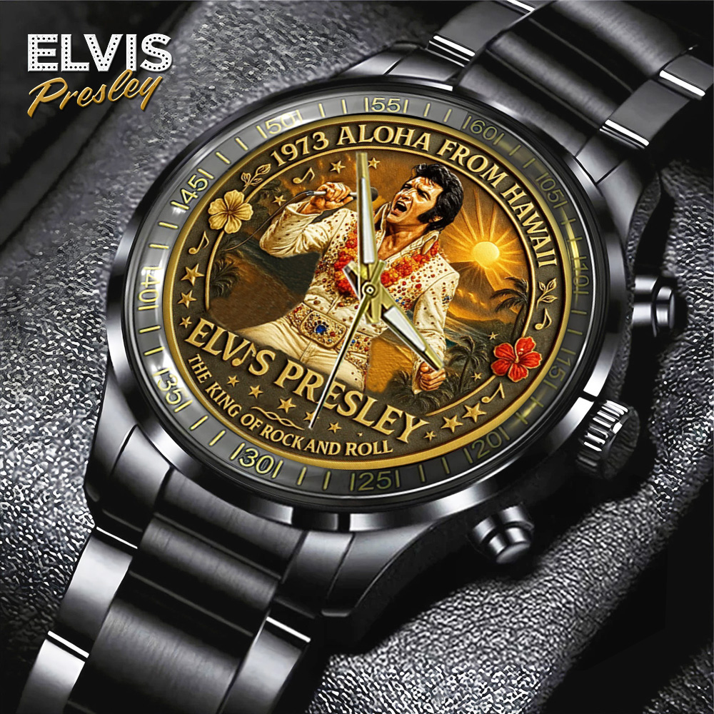 Goalzenith Elvis Presley Music Black Stainless Steel Watch For Fan
