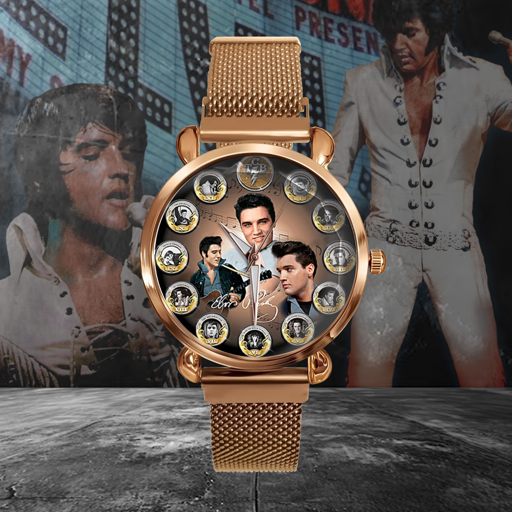 Goalzenith Elvis Presley Music Mesh Strap Quartz Watch For Fan